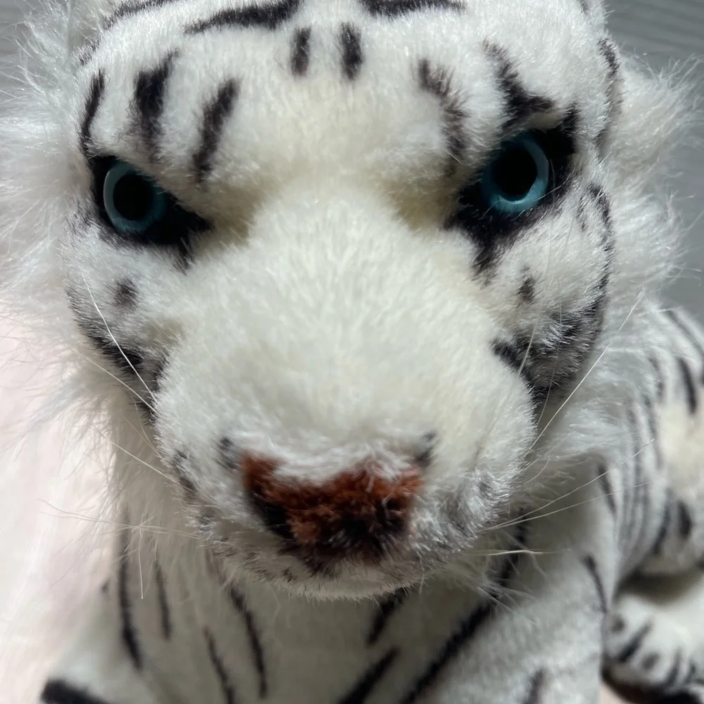 Vintage JIC White Tiger Plush Stuffed Animal – Realistic Big Cat Toy 17”
